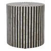 striped Buffalo bone cylinder side table