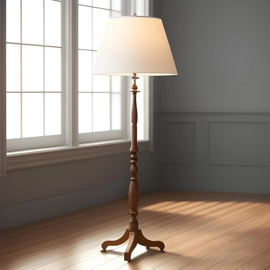 natural wood floor lamp