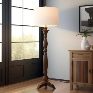 natural wood floor lamp