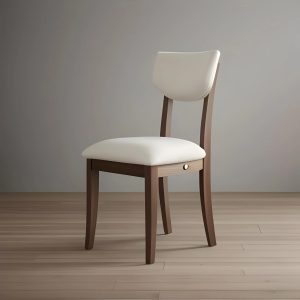 natural wood chair with white fabric