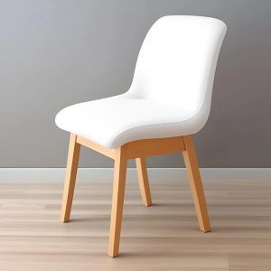 natural wood chair with white fabric