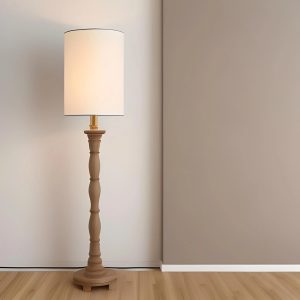 natural wood floor lamp