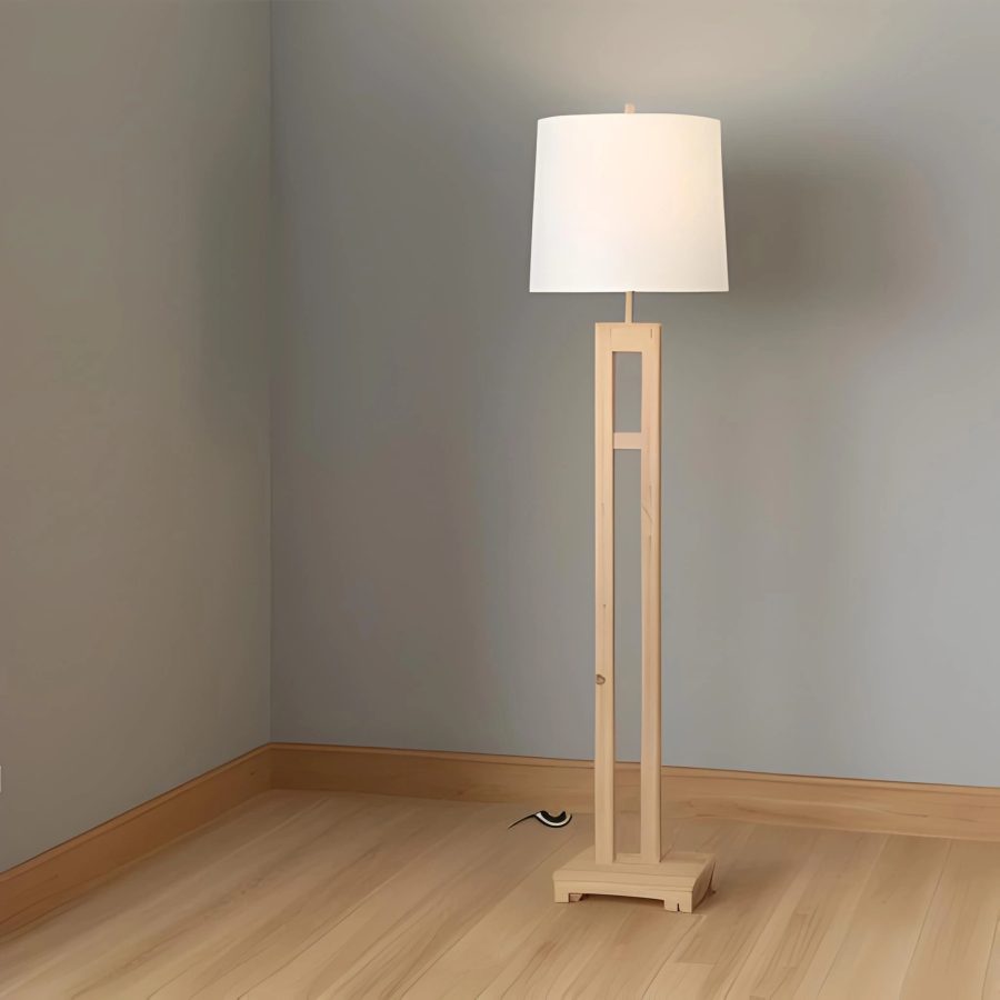 natural wood floor lamp