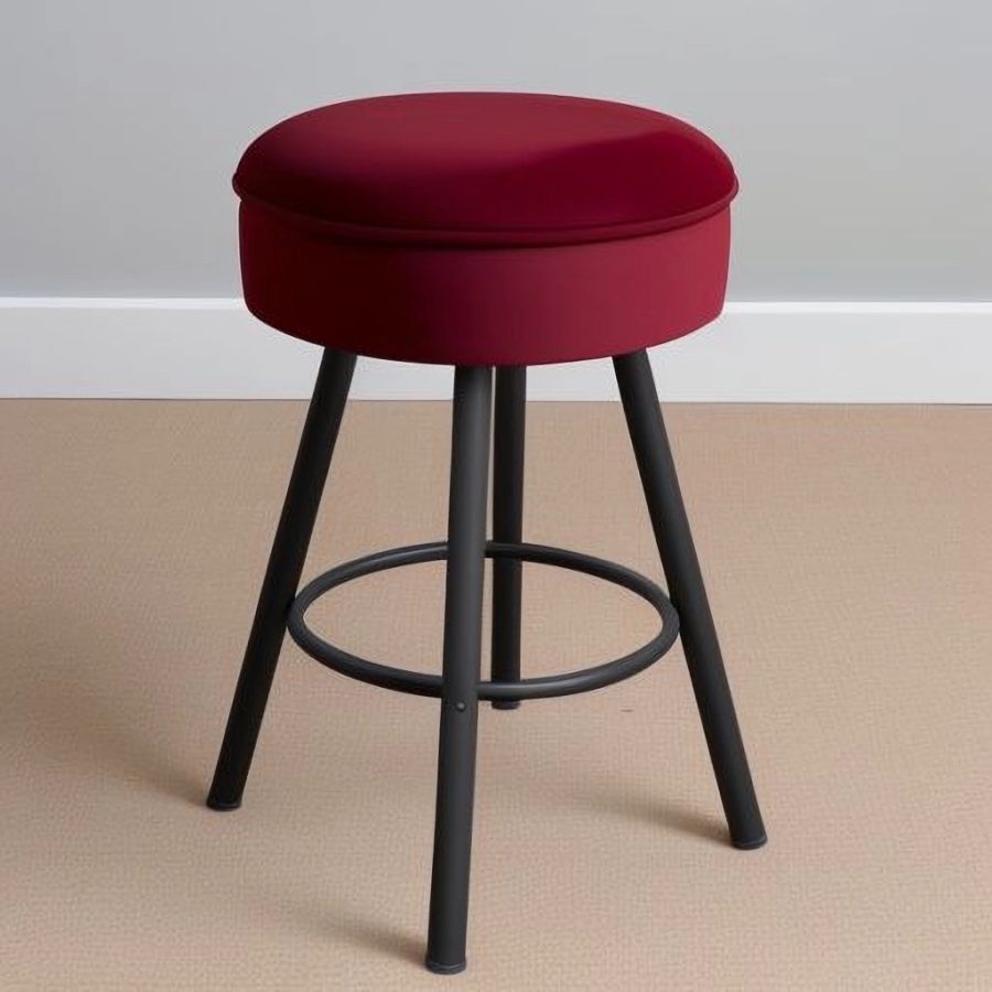 red velvet stool with metal legs