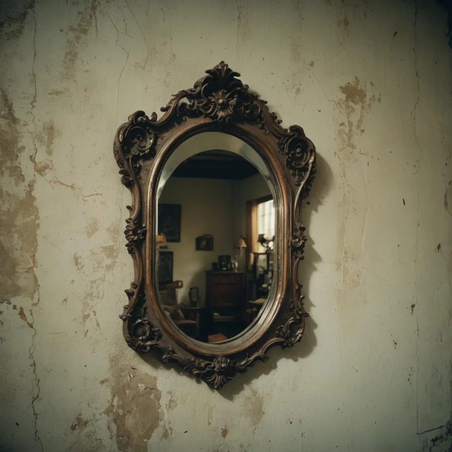 antique classic ornate wooden wall mirror