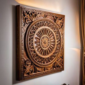 wooden ornate wall art tableau