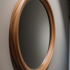 round wooden wall mirror