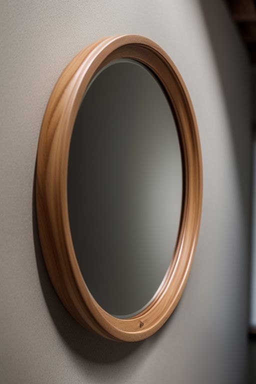 round wooden wall mirror