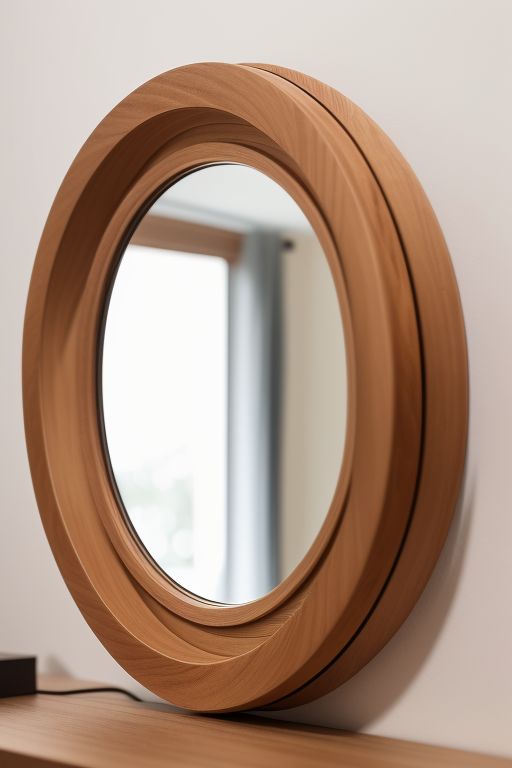 round wooden wall mirror