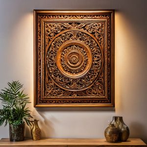 wooden ornate wall art tableau