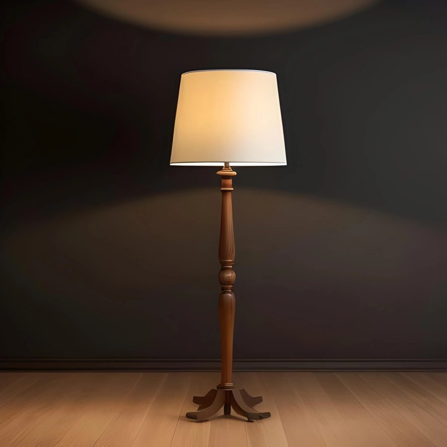 natural wood floor lamp