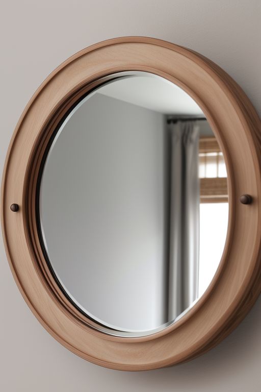 round wooden wall mirror