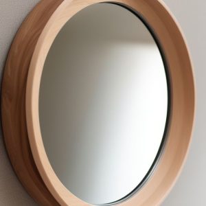 round wooden wall mirror