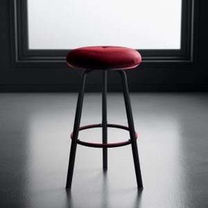 red velvet stool with metal legs