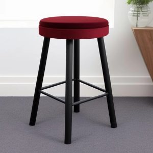 red velvet stool with metal legs