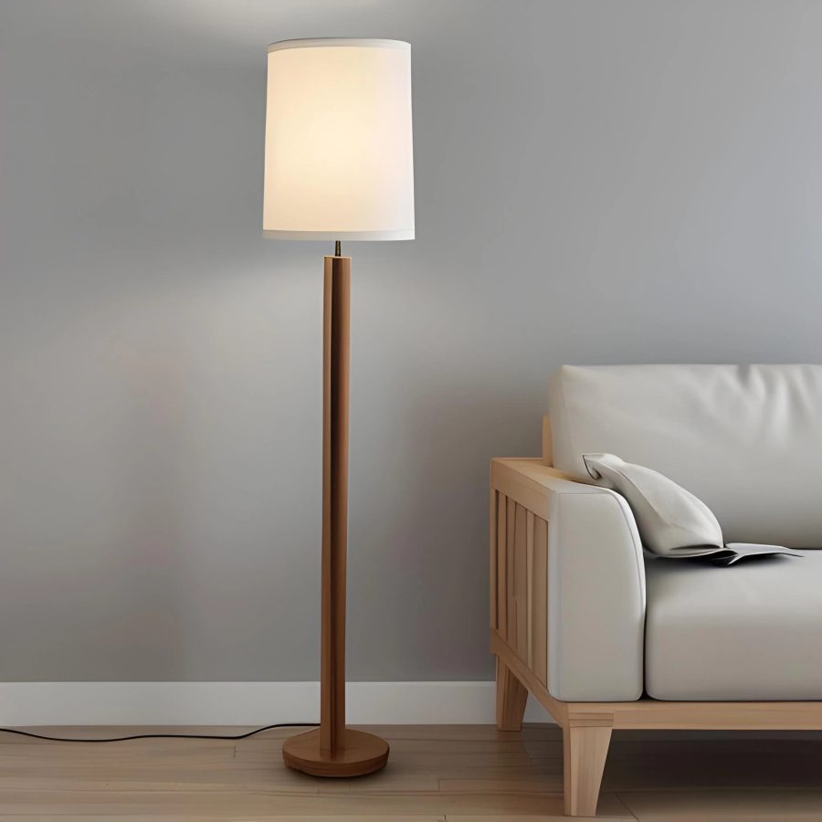 natural wood floor lamp