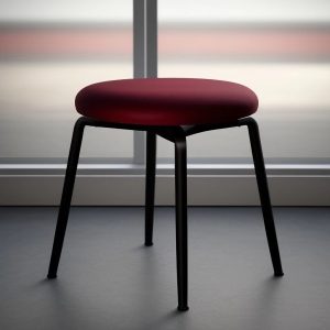 red velvet stool with metal legs
