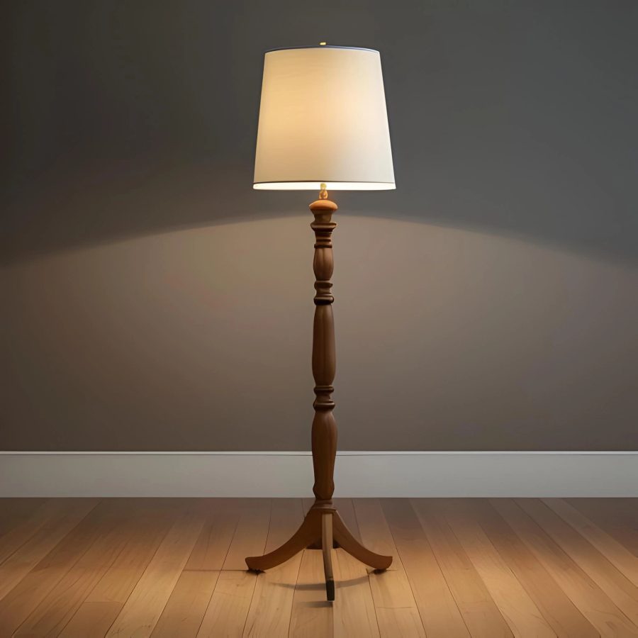 natural wood floor lamp