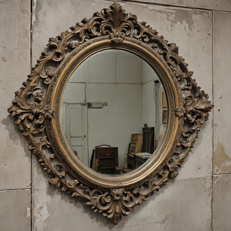 antique classic ornate wooden wall mirror