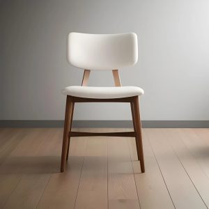 natural wood chair with white fabric