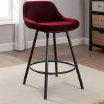 red velvet stool with metal legs