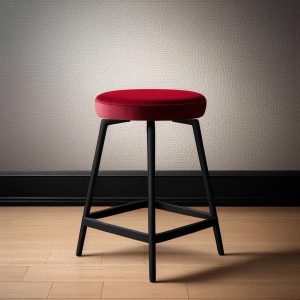 red velvet stool with metal legs