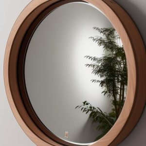 round wooden wall mirror