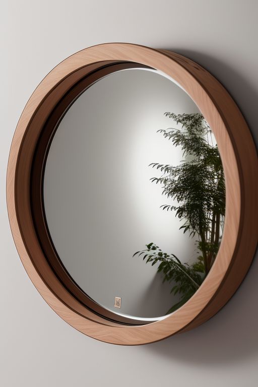 round wooden wall mirror