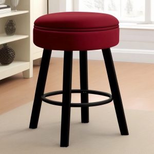 red velvet stool with metal legs