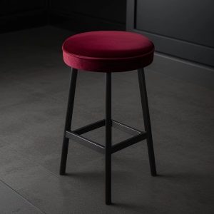 red velvet stool with metal legs