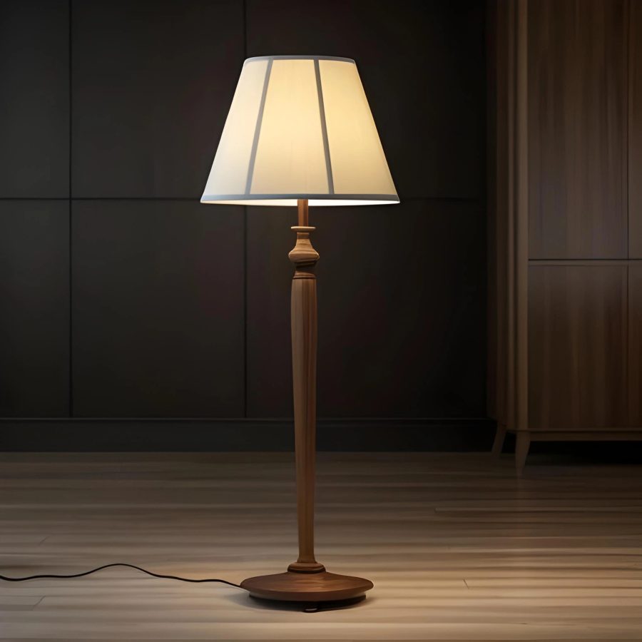 natural wood floor lamp