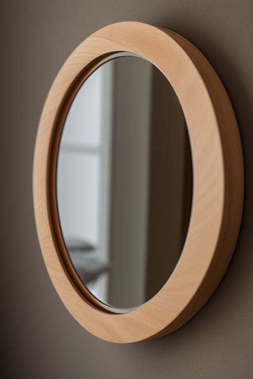 round wooden wall mirror