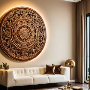 wooden ornate wall art tableau