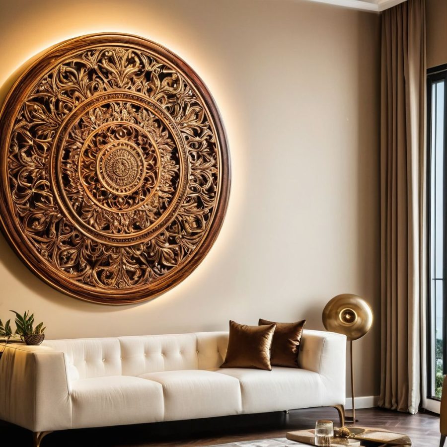 wooden ornate wall art tableau