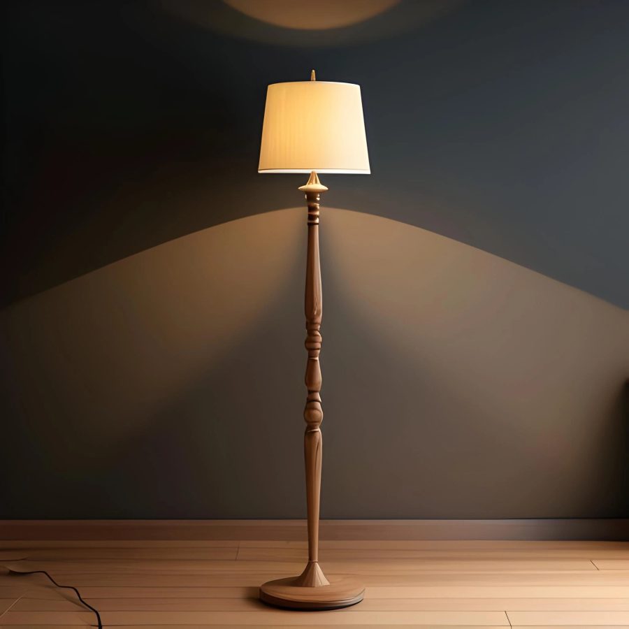 natural wood floor lamp