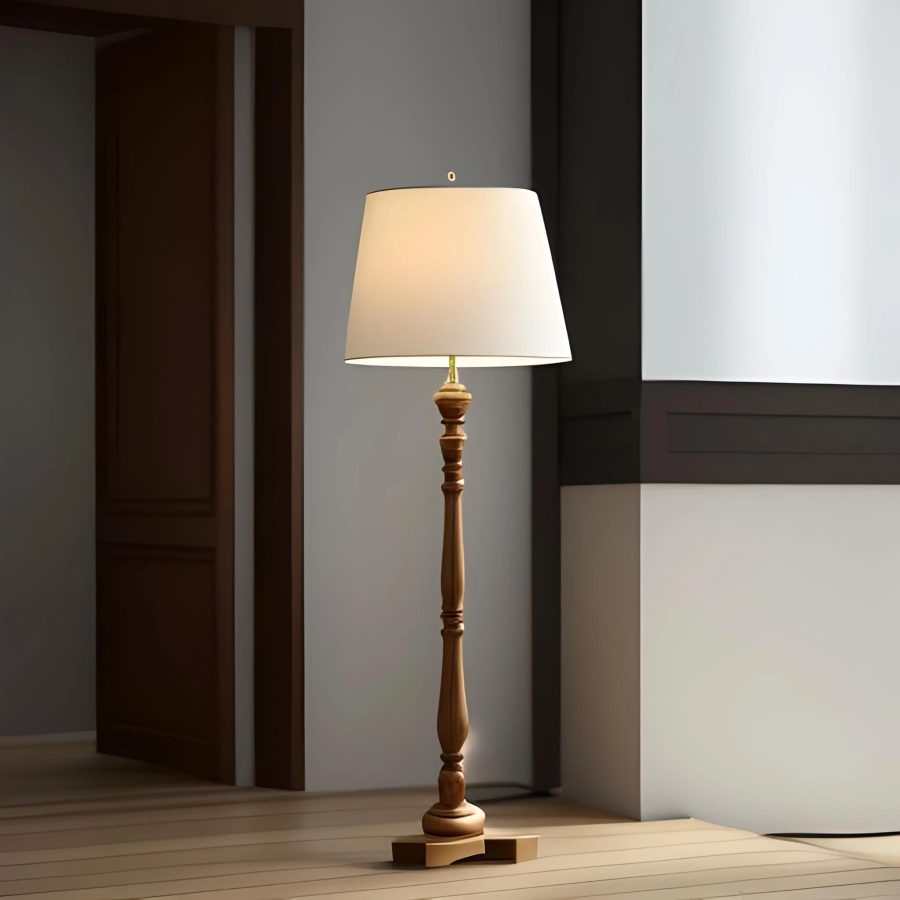 natural wood floor lamp