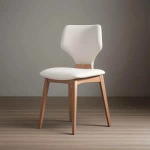 natural wood chair with white fabric