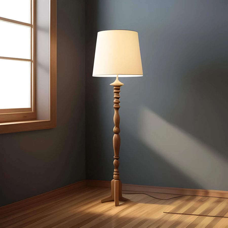 natural wood floor lamp