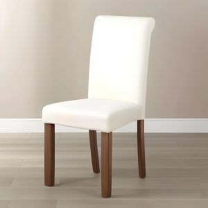 natural wood chair with white fabric