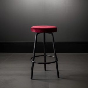 red velvet stool with metal legs