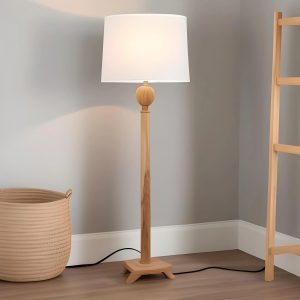 natural wood floor lamp