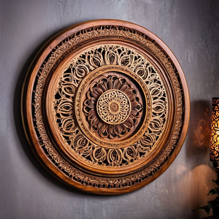 wooden ornate wall art tableau