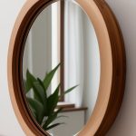 round wooden wall mirror