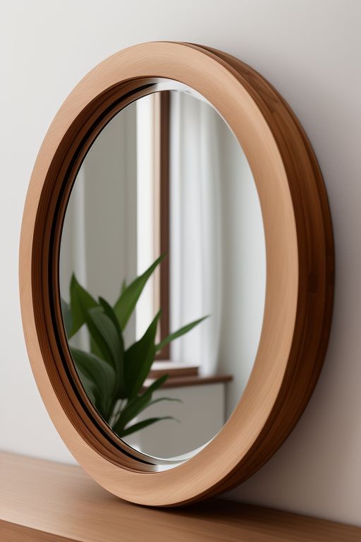 round wooden wall mirror