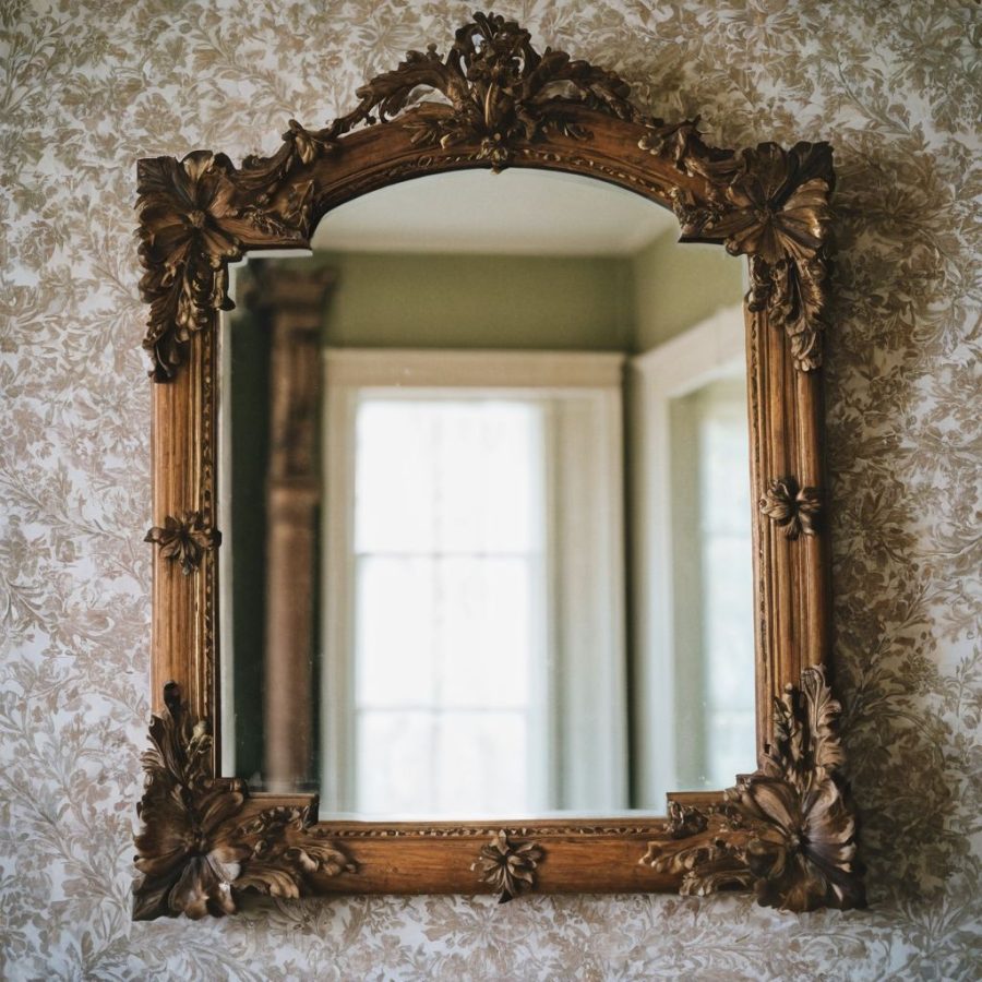 antique classic ornate wooden wall mirror