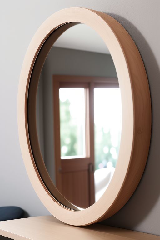 round wooden wall mirror