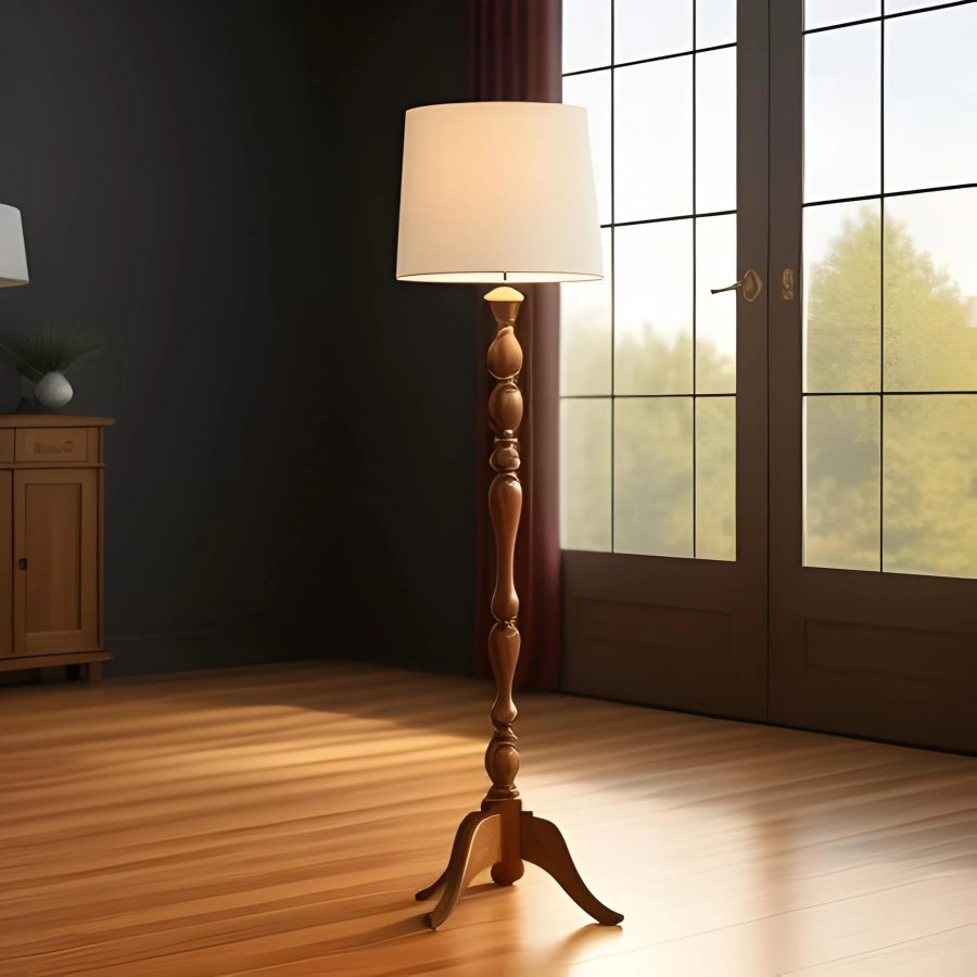 natural wood floor lamp