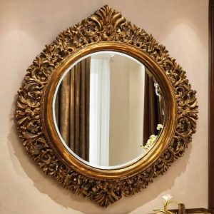 antique classic ornate wooden wall mirror