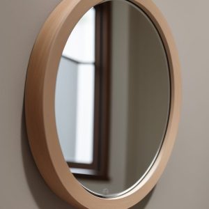 round wooden wall mirror