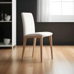 natural wood chair with white fabric